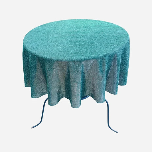 Full Covered Glitter Shimmer Fabric Tablecloth, Good for Small Round Coffee Table Round, Jade