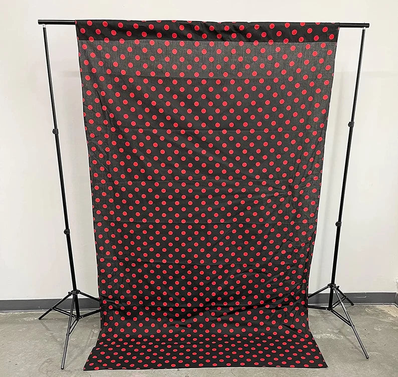 Poly Cotton Polka Dot Decorative Backdrop Drape Curtain Divider, 1 Panel Per Order (Red Dot on Black, Choose Color Below