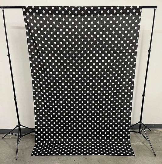 Poly Cotton Polka Dot Decorative Backdrop Drape Curtain Divider, 1 Panel Per Order (White Dot on Black,, Choose Color Below