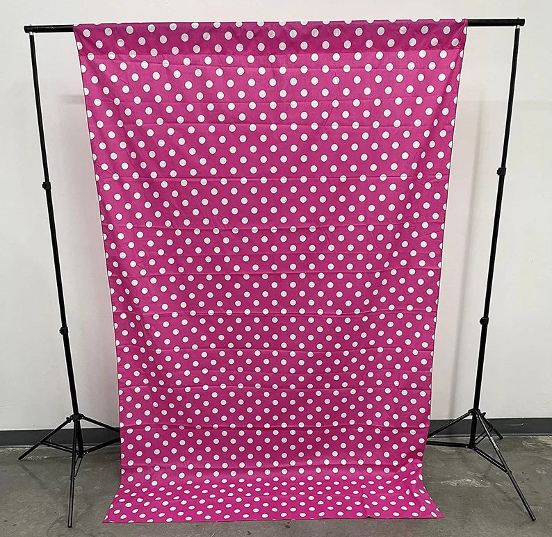Poly Cotton Polka Dot Decorative Backdrop Drape Curtain Divider, 1 Panel Per Order (White Dot on Fuchsia, Choose Color Below