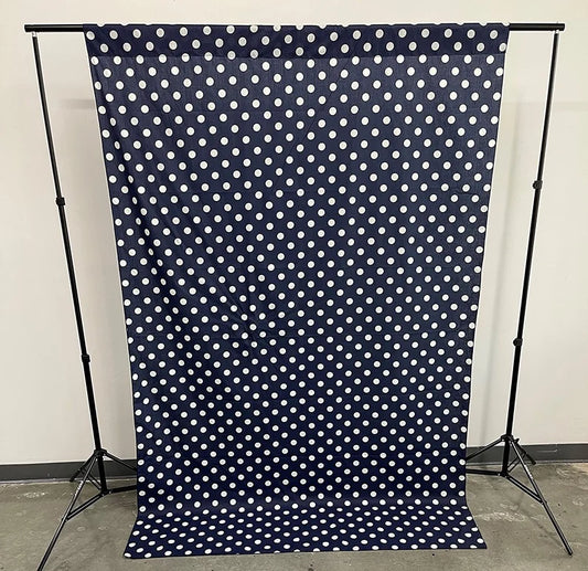 Poly Cotton Polka Dot Decorative Backdrop Drape Curtain Divider, 1 Panel Per Order (White Dot on Navy Blue,, Choose Color Below