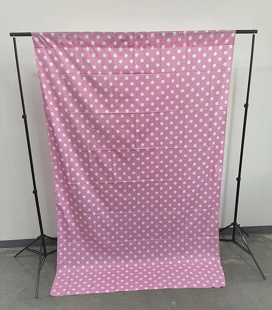 Poly Cotton Polka Dot Decorative Backdrop Drape Curtain Divider, 1 Panel Per Order (White Dot on Pink,, Choose Color Below