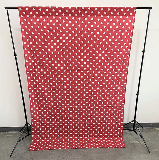 Poly Cotton Polka Dot Decorative Backdrop Drape Curtain Divider, 1 Panel Per Order (White Dot on Red,, Choose Color Below