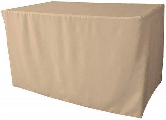 Polyester Poplin Fitted, Box Cover Tablecloth (Beige, 72" Long x 30" Wide x 30" High)