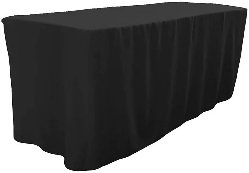 Polyester Poplin Fitted, Box Cover Tablecloth (Black, 72" Long x 30" Wide x 30" High)
