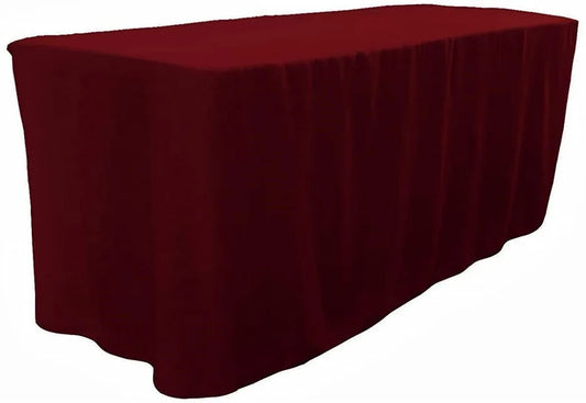 Polyester Poplin Fitted, Box Cover Tablecloth (Burgundy, 72" Long x 30" Wide x 30" High)