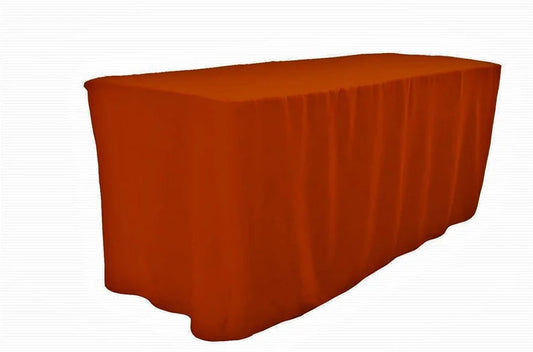 Polyester Poplin Fitted, Box Cover Tablecloth (Burnt Orange, 72" Long x 30" Wide x 30" High)