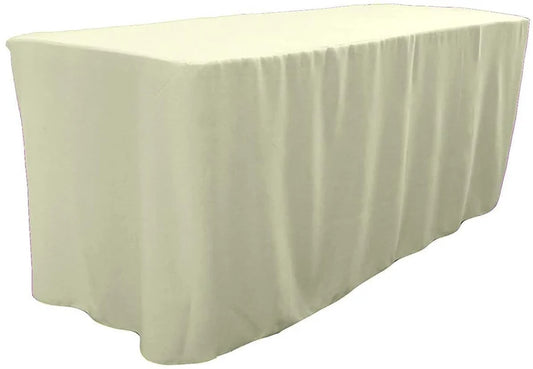 Polyester Poplin Fitted, Box Cover Tablecloth (Ivory, 72" Long x 30" Wide x 30" High)