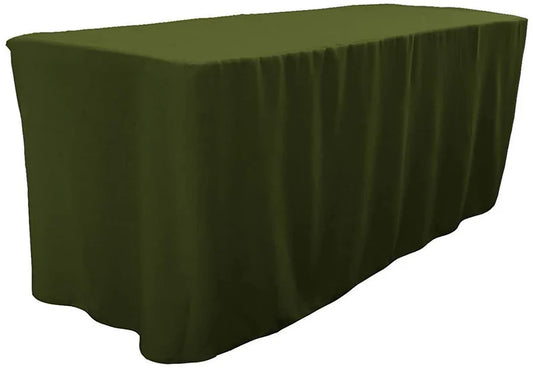 Polyester Poplin Fitted, Box Cover Tablecloth (Olive, 72" Long x 30" Wide x 30" High)