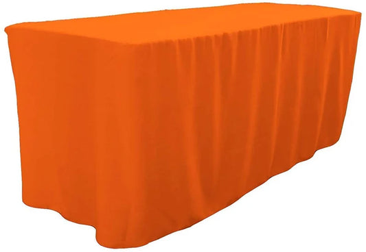 Polyester Poplin Fitted, Box Cover Tablecloth (Orange, 72" Long x 30" Wide x 30" High)