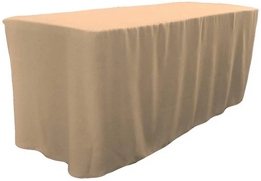 Polyester Poplin Fitted, Box Cover Tablecloth (Taupe, 72" Long x 30" Wide x 30" High)