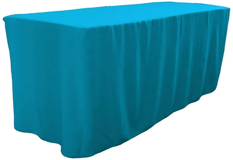 Polyester Poplin Fitted, Box Cover Tablecloth (Turquoise, 72" Long x 30" Wide x 30" High)
