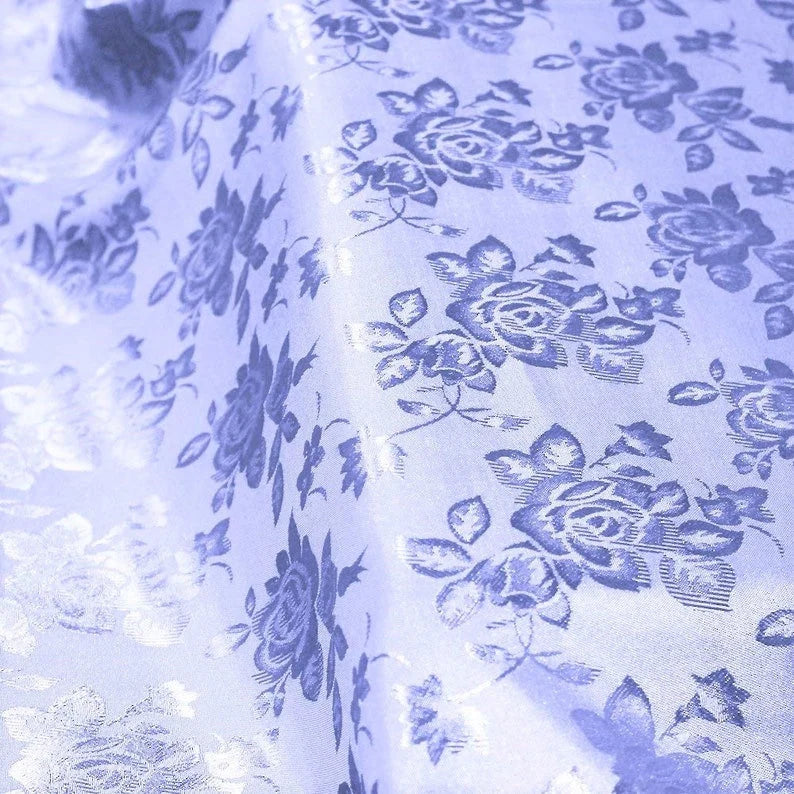 Polyester Flower Brocade Jacquard Satin Fabric, Sold By The Yard. Lavender