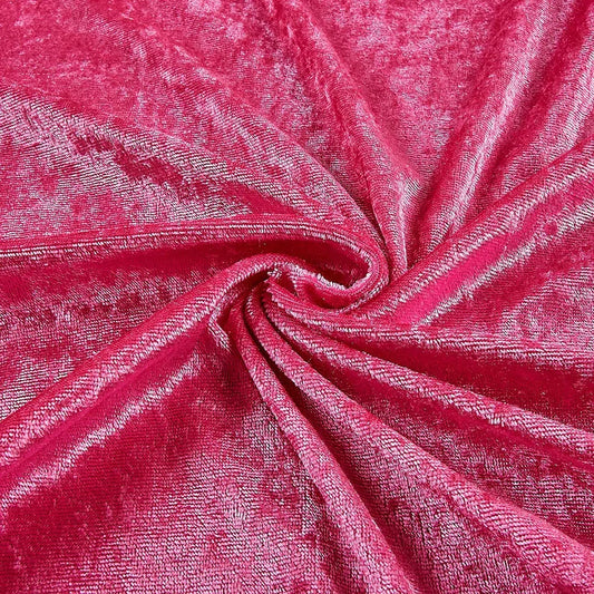 Stretch Panne Velvet Velour Fuchsia, Fabric by the Yard