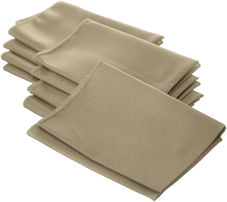 Polyester Poplin Napkin 18 by 18-Inch, Taupe - 6 Pack