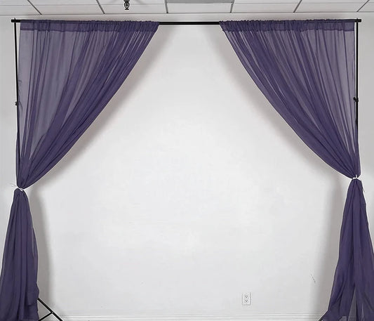 Sheer Voile Chiffon Fabric Draping Panels | Use for Backdrop Curtain 10 Feet Wide ( 2 Panels Eggplant ) Choose Size Below
