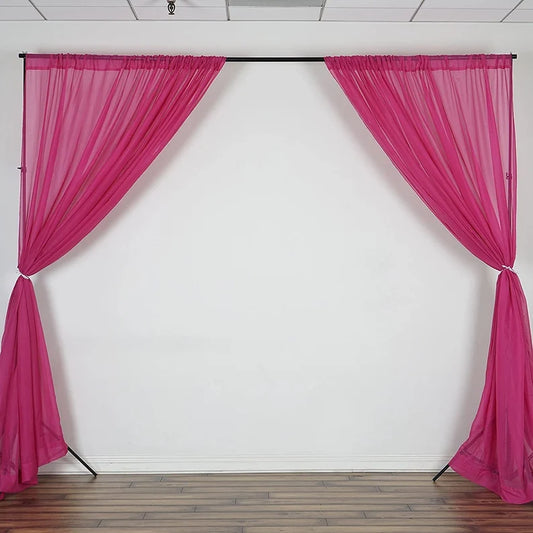 Sheer Voile Chiffon Fabric Draping Panels | Use for Backdrop Curtain 10 Feet Wide ( 2 Panels Fuchsia ) Choose Size Below