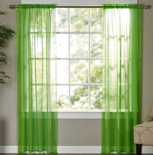 Sheer Voile Chiffon Fabric Draping Panels | Use for Backdrop Curtain 10 Feet Wide ( 2 Panels Lime ) Choose Size Below
