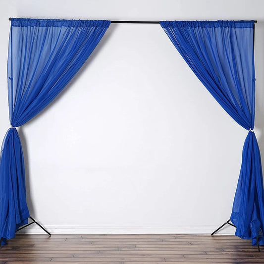 Sheer Voile Chiffon Fabric Draping Panels | Use for Backdrop Curtain 10 Feet Wide ( 2 Panels Royal ) Choose Size Below