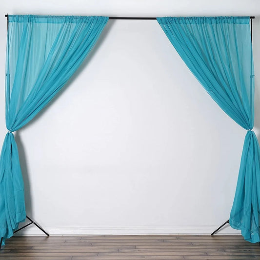 Sheer Voile Chiffon Fabric Draping Panels | Use for Backdrop Curtain 10 Feet Wide ( 2 Panels Turquoise ) Choose Size Below