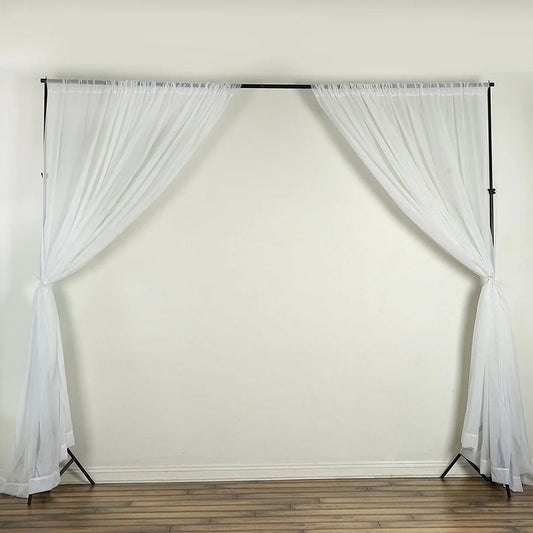 Sheer Voile Chiffon Fabric Draping Panels | Use for Backdrop Curtain 10 Feet Wide ( 2 Panels White ) Choose Size Below