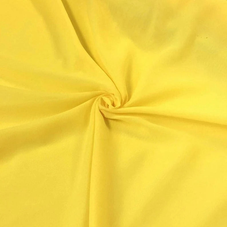 Polyester Soft Light Weight, Sheer, See Through Chiffon Fabric Sold By The Yard. Yellow