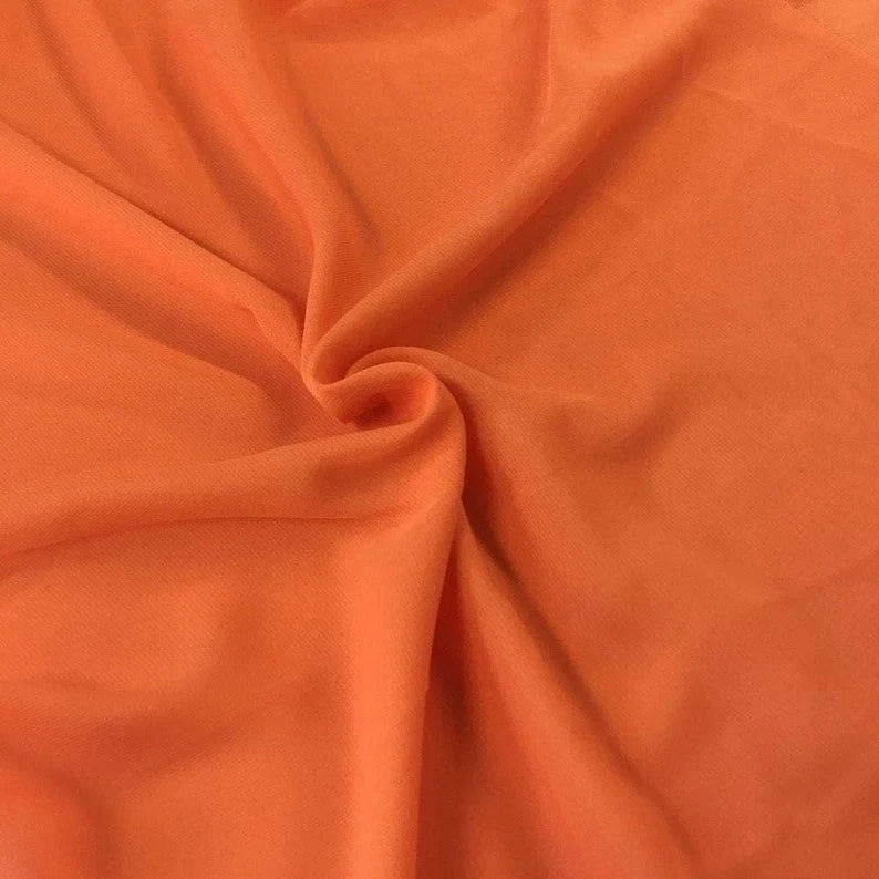 Polyester Soft Light Weight, Sheer, See Through Chiffon Fabric Sold By The Yard. Orange