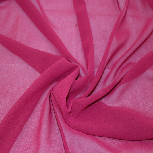 Polyester Soft Light Weight, Sheer, See Through Chiffon Fabric Sold By The Yard. Fuchsia