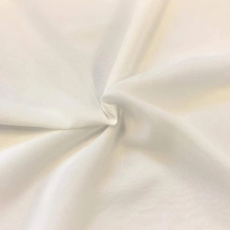 Polyester Soft Light Weight, Sheer, See Through Chiffon Fabric Sold By The Yard. Ivory