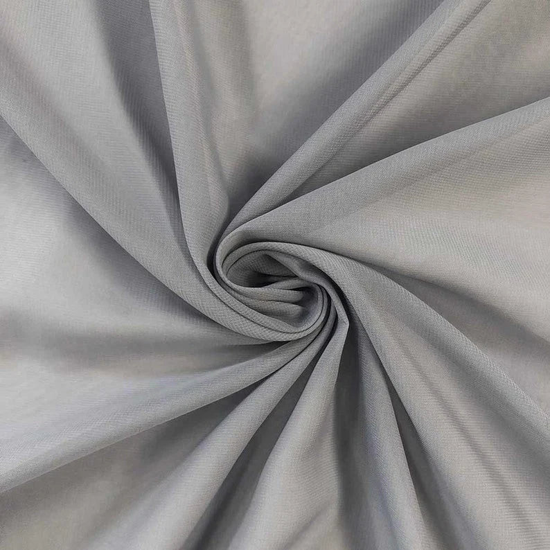 Polyester Soft Light Weight, Sheer, See Through Chiffon Fabric Sold By The Yard. DK Gray