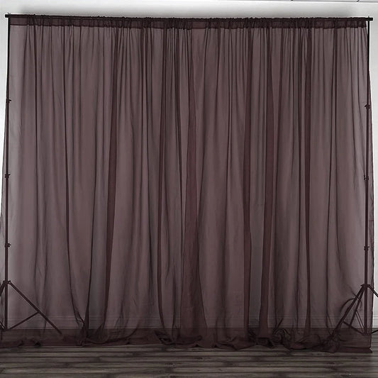 Sheer Voile Chiffon Fabric Draping Panels | Use for Backdrop Curtain 10 Feet Wide ( 1 Panel Brown ) Choose Size Below