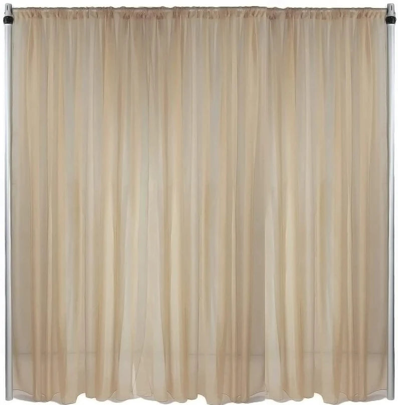 Sheer Voile Chiffon Fabric Draping Panels | Use for Backdrop Curtain 10 Feet Wide ( 1 Panel Champagne ) Choose Size Below