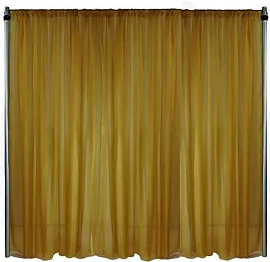 Sheer Voile Chiffon Fabric Draping Panels | Use for Backdrop Curtain 10 Feet Wide ( 1 Panel Dk Gold ) Choose Size Below