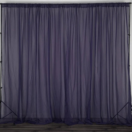 Sheer Voile Chiffon Fabric Draping Panels | Use for Backdrop Curtain 10 Feet Wide ( 1 Panel Eggplant ) Choose Size Below