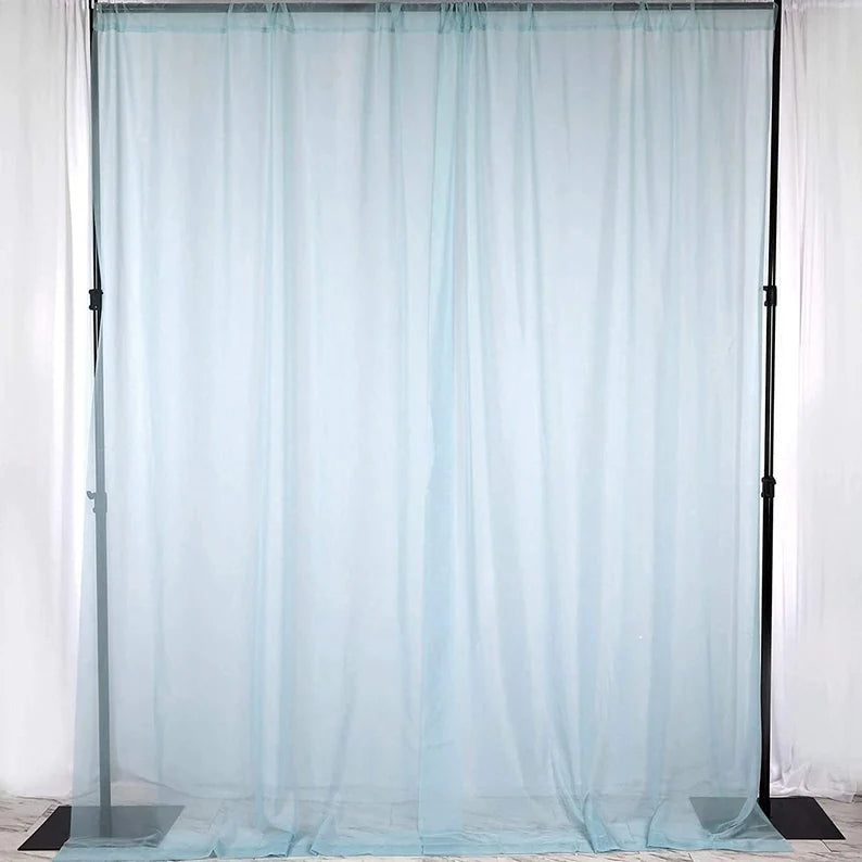 Sheer Voile Chiffon Fabric Draping Panels | Use for Backdrop Curtain 10 Feet Wide ( 1 Panel Light Blue ) Choose Size Below