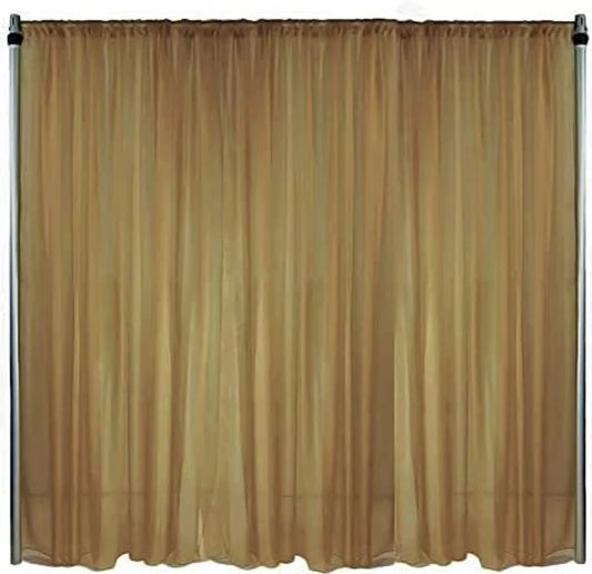 Sheer Voile Chiffon Fabric Draping Panels | Use for Backdrop Curtain 10 Feet Wide ( 1 Panel Light Gold ) Choose Size Below