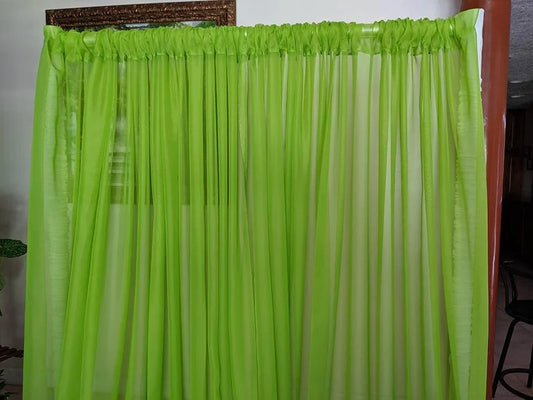 Sheer Voile Chiffon Fabric Draping Panels | Use for Backdrop Curtain 10 Feet Wide ( 1 Panel Lime ) Choose Size Below
