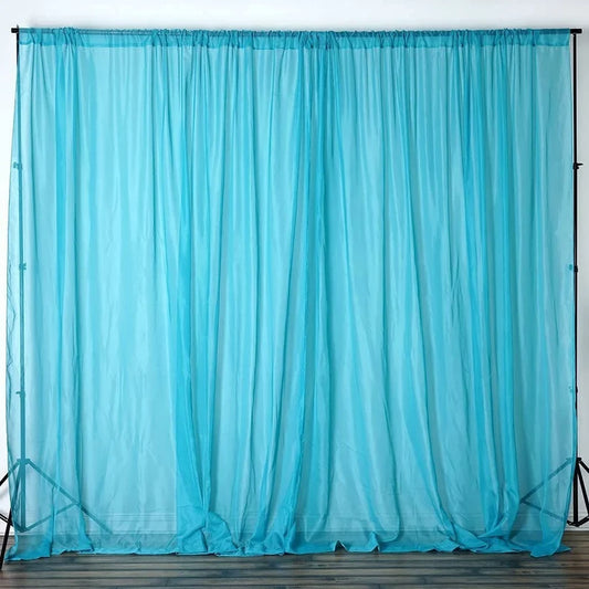 Sheer Voile Chiffon Fabric Draping Panels | Use for Backdrop Curtain 10 Feet Wide ( 1 Panel Turquoise ) Choose Size Below