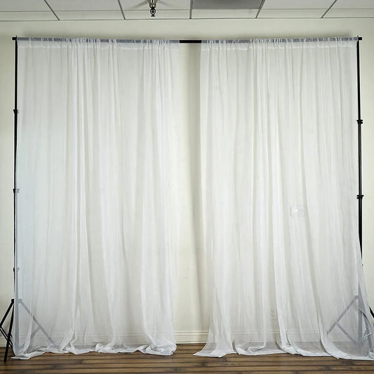 Sheer Voile Chiffon Fabric Draping Panels | Use for Backdrop Curtain 10 Feet Wide ( 1 Panel White ) Choose Size Below