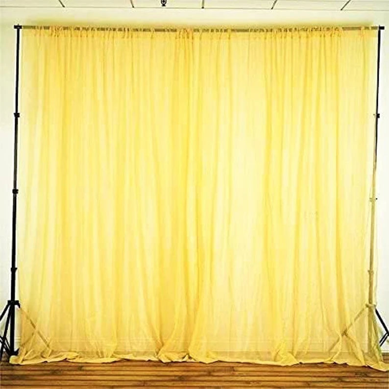 Sheer Voile Chiffon Fabric Draping Panels | Use for Backdrop Curtain 10 Feet Wide ( 1 Panel Yellow ) Choose Size Below