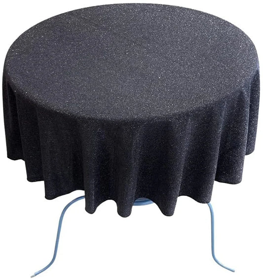 Full Covered Glitter Shimmer Fabric Tablecloth, Good for Small Round Coffee Table Round, Black)