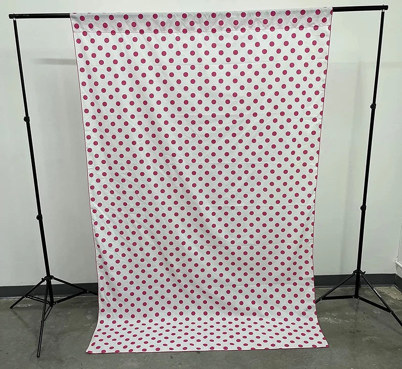 Poly Cotton Polka Dot Decorative Backdrop Drape Curtain Divider, 1 Panel Per Order (Fuchsia Dot on White,, Choose Color Below