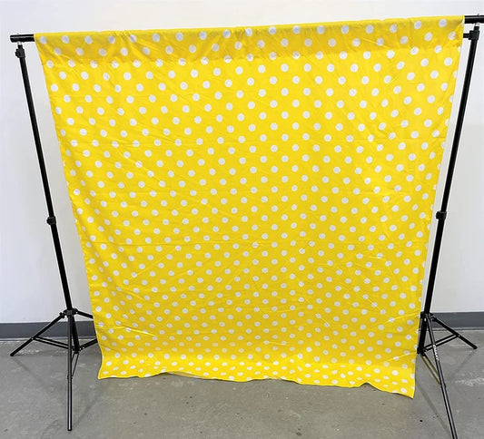 Poly Cotton Polka Dot Decorative Backdrop Drape Curtain Divider, 1 Panel Per Order (White Dot on Yellow, , Choose Color Below