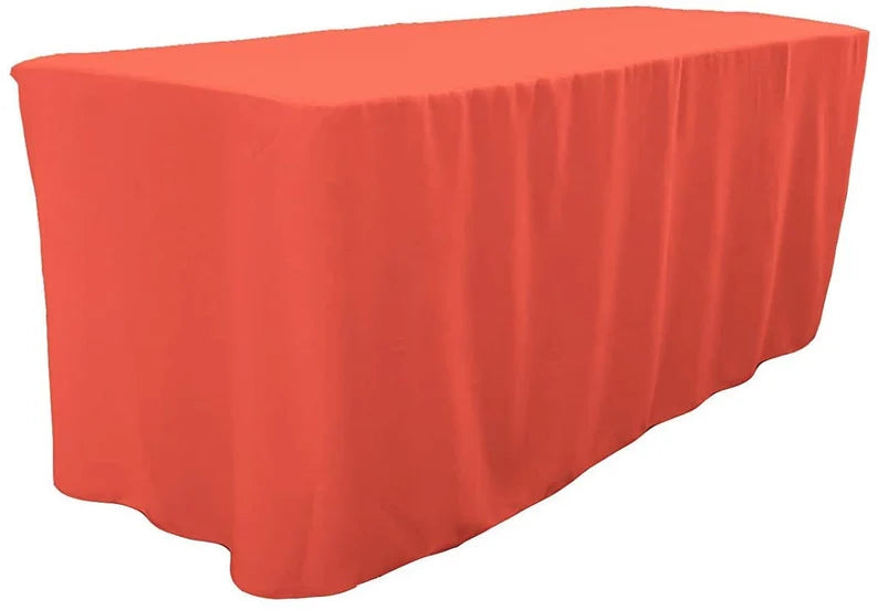 Polyester Poplin Fitted, Box Cover Tablecloth (Coral, 72" Long x 30" Wide x 30" High)