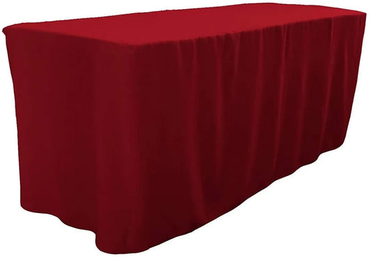 Polyester Poplin Fitted, Box Cover Tablecloth (Cranberry, 72" Long x 30" Wide x 30" High)