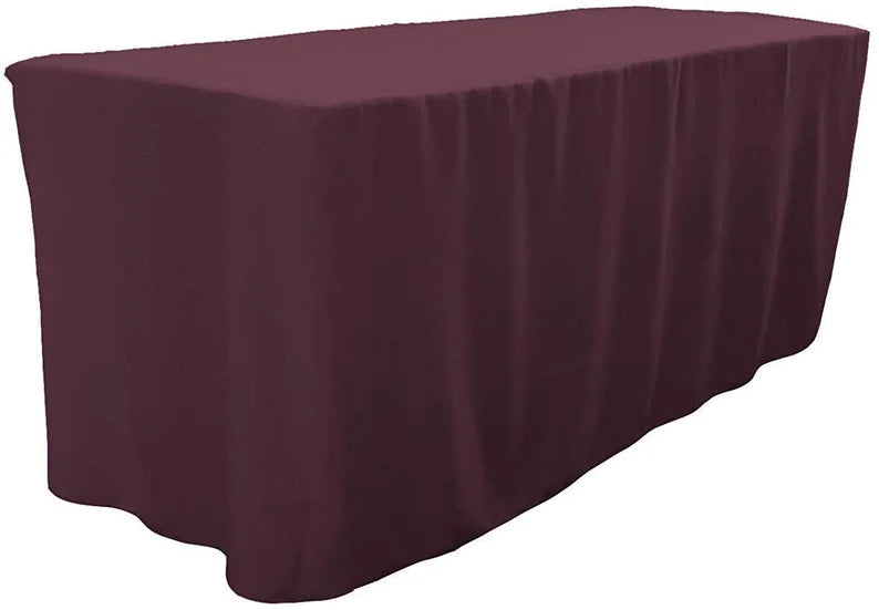 Polyester Poplin Fitted, Box Cover Tablecloth (Eggplant, 72" Long x 30" Wide x 30" High)