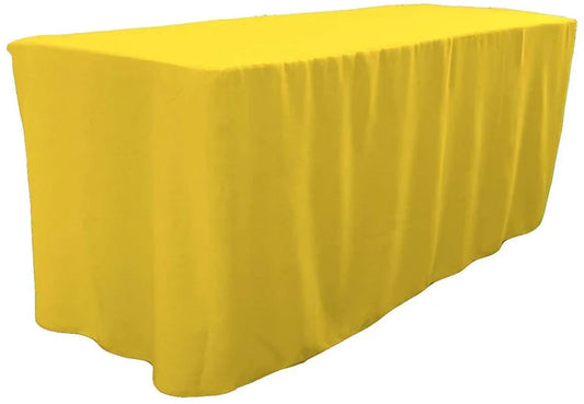Polyester Poplin Fitted, Box Cover Tablecloth (Light Yellow, 72" Long x 30" Wide x 30" High)