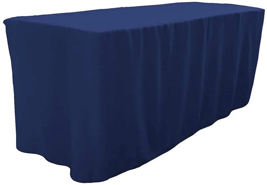 Polyester Poplin Fitted, Box Cover Tablecloth (Navy Blue, 72" Long x 30" Wide x 30" High)