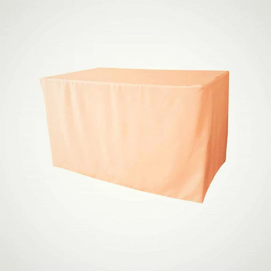 Polyester Poplin Fitted, Box Cover Tablecloth (Peach, 72" Long x 30" Wide x 30" High)