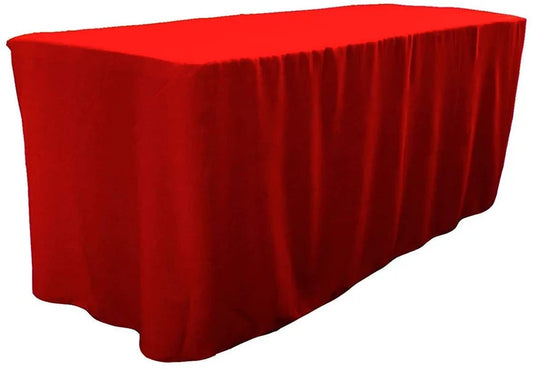 Polyester Poplin Fitted, Box Cover Tablecloth (Red, 72" Long x 30" Wide x 30" High)